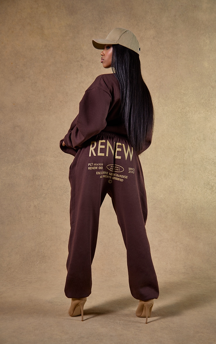 Chocolate Brown Printed Sweatpants image 2