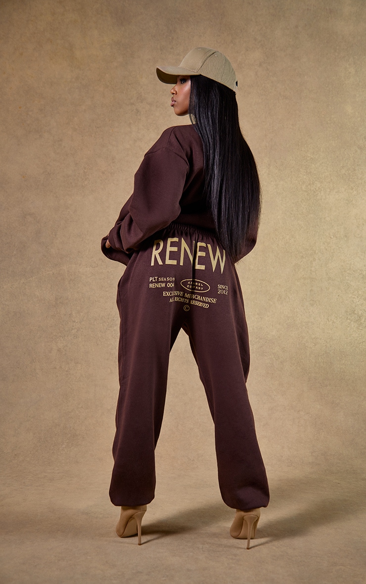 Renew Chocolate Brown Printed Sweatpants image 2