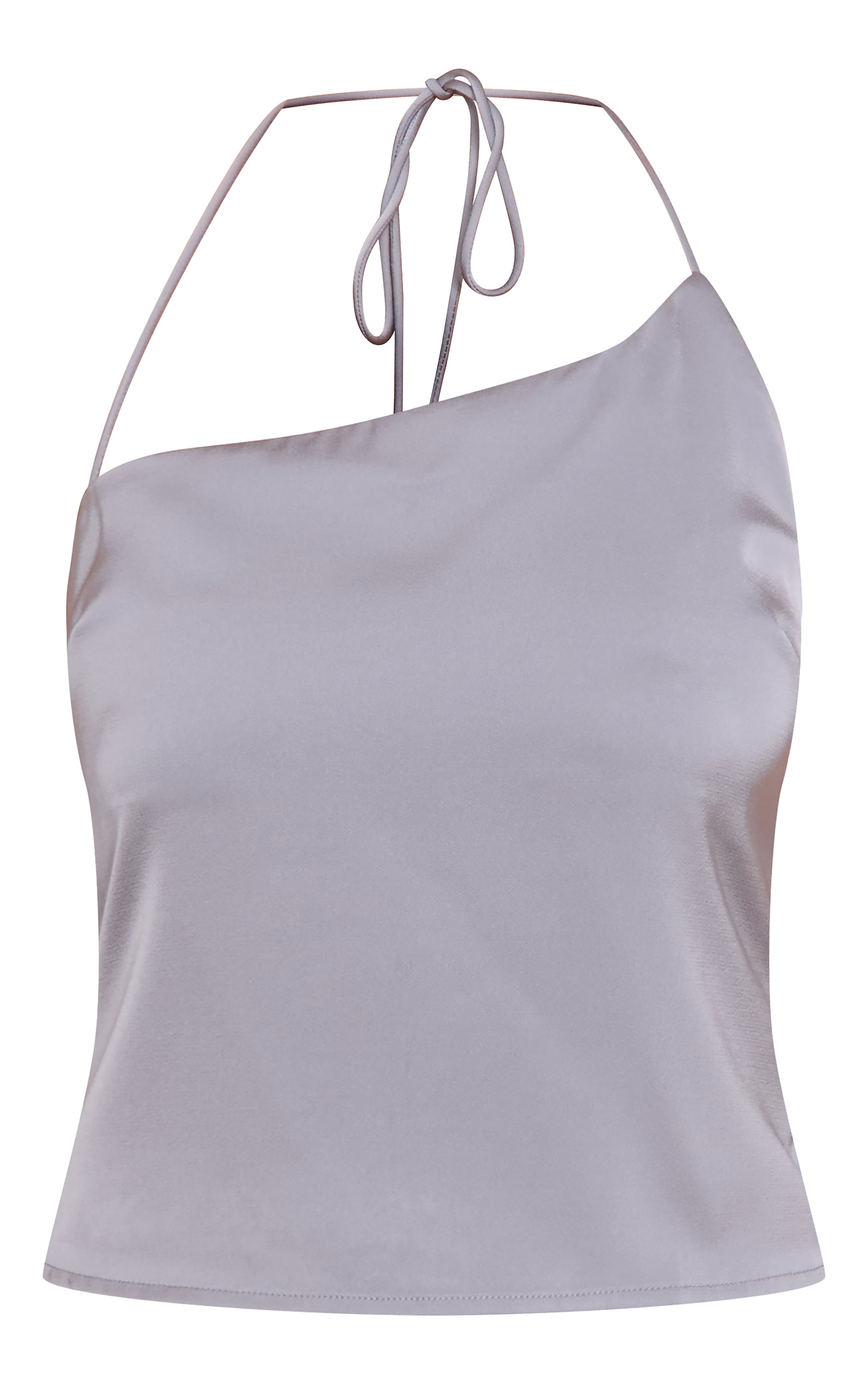Grey Satin Halterneck Crop Top image 5