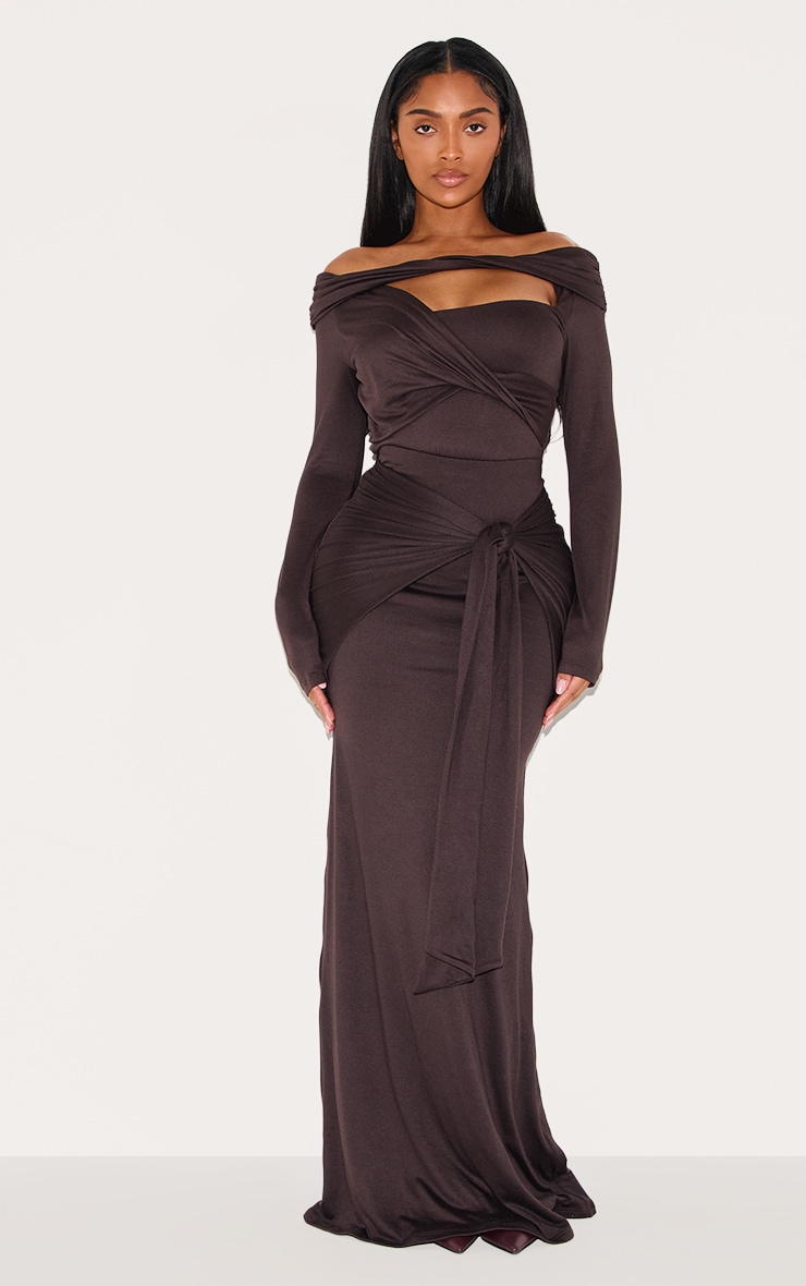 Shape Chocolate Super Soft Bardot Twist Cut Out Bodysuit image 3