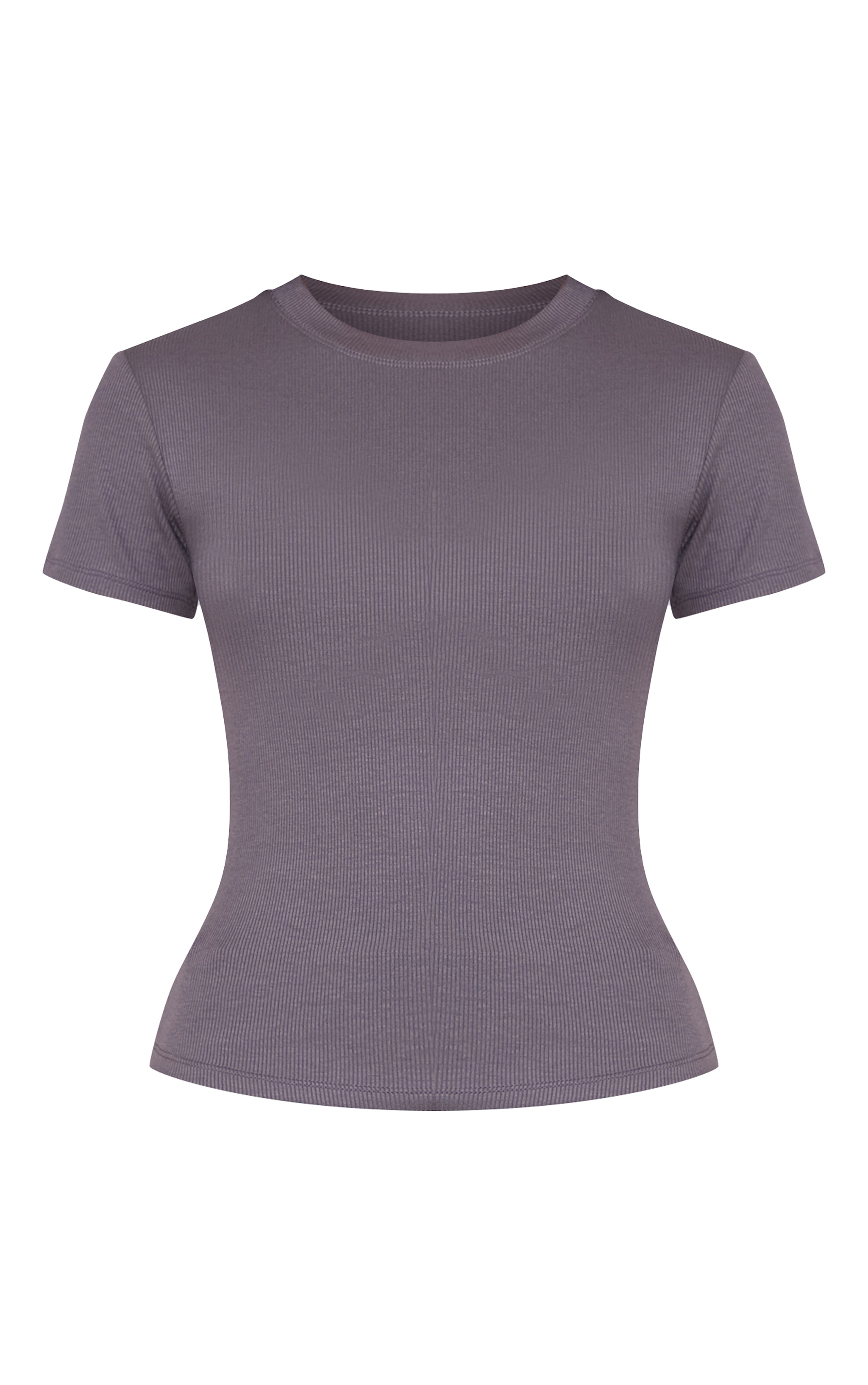 Charcoal Soft Rib Crew Neck Short Sleeve Top image 5