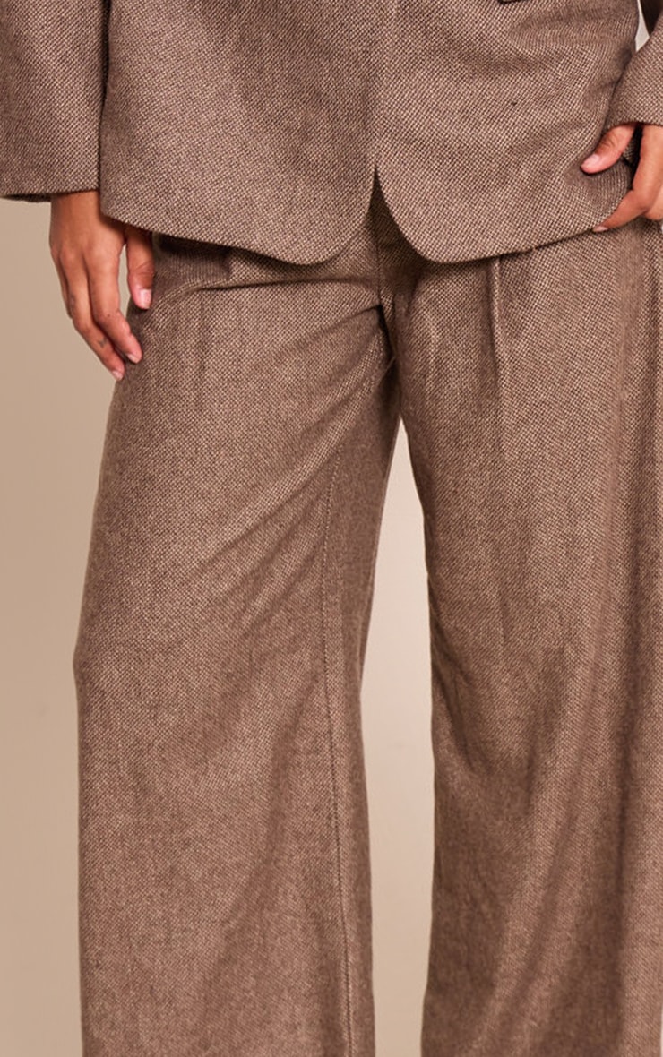 Pantalon de tailleur brossé marron à pieds de poule image 4