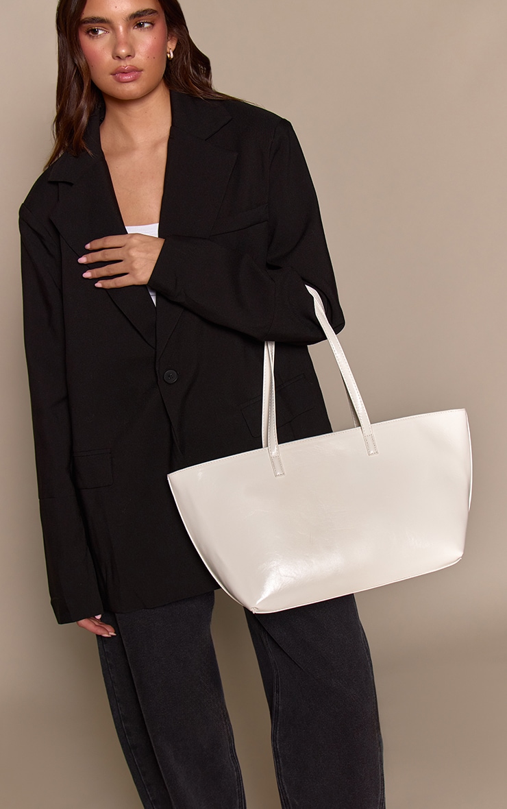 Cream PU Oversized Handbag