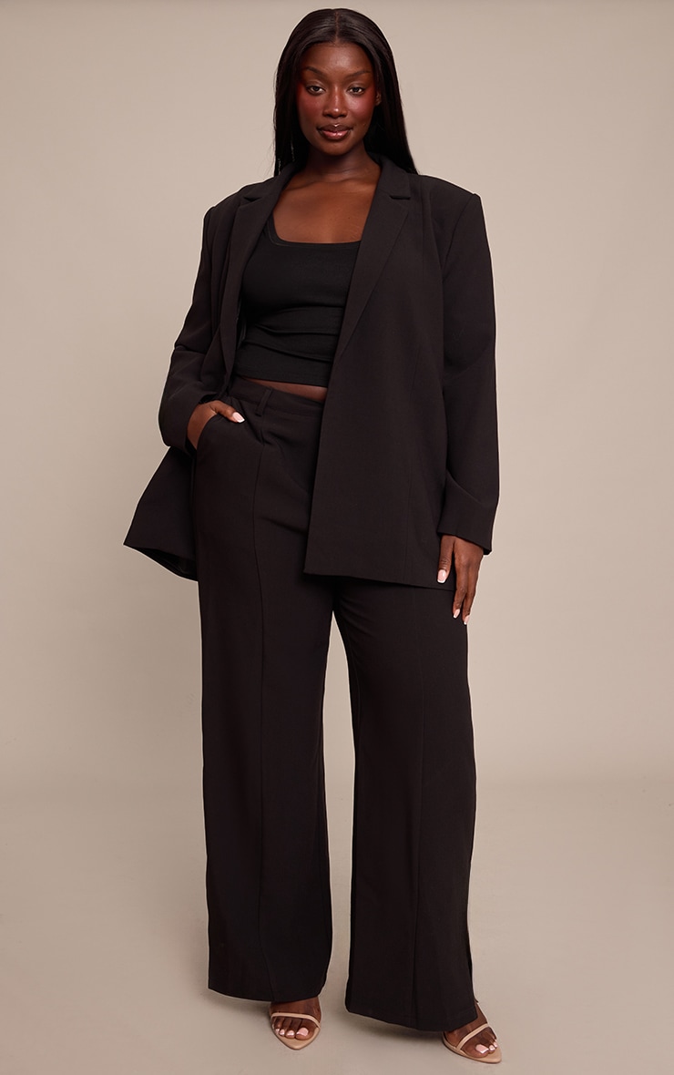 Plus Black Wide Leg Split Hem Pants image 1