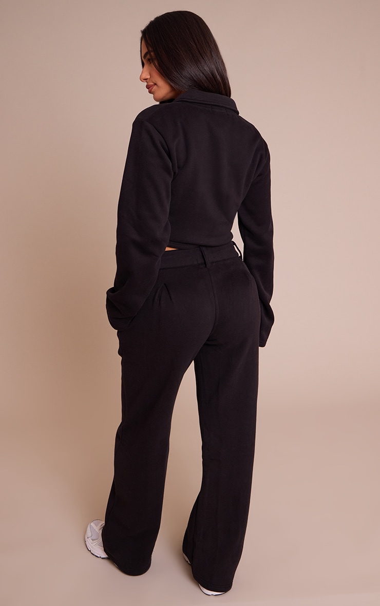 Petite Black Tailored Seam Detail Wide Leg Sweatpants image 3