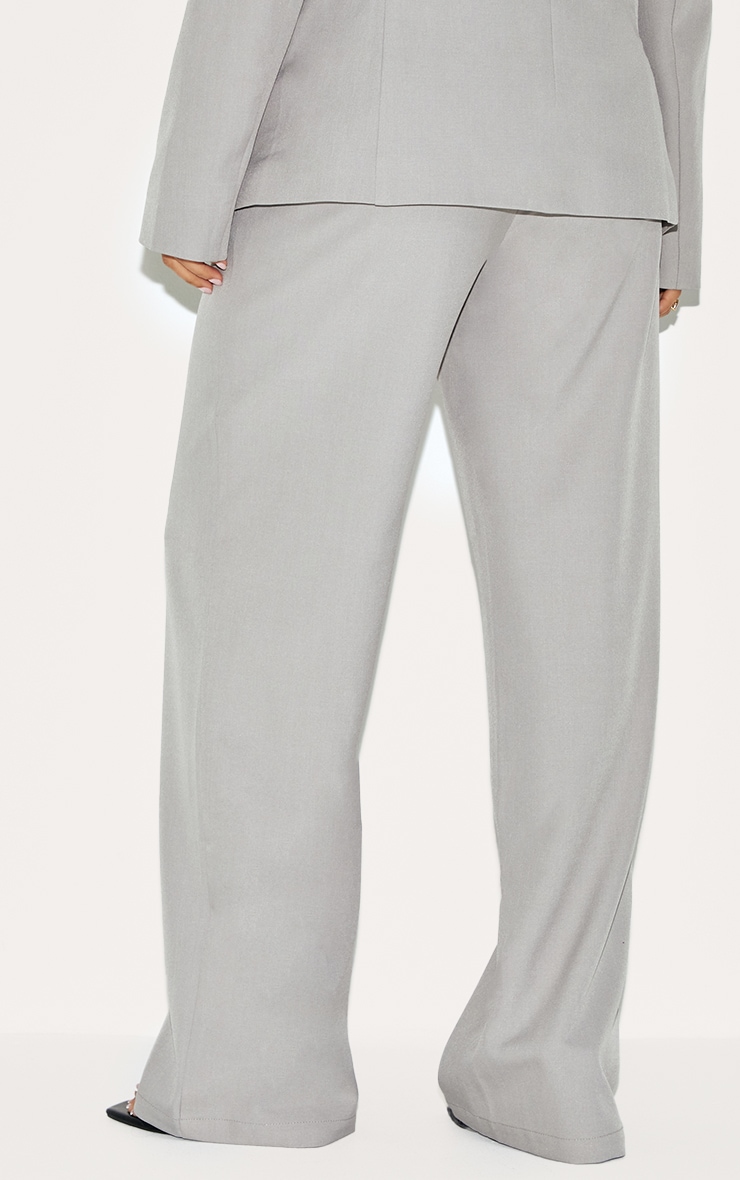 Petite Grey Woven Tailored Straight Leg Pants image 3