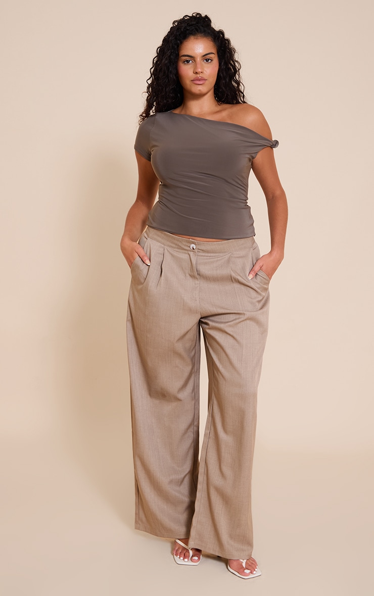 Plus Mushroom Double Layer Slinky Asymmetric Knot Detail Long Top image 3
