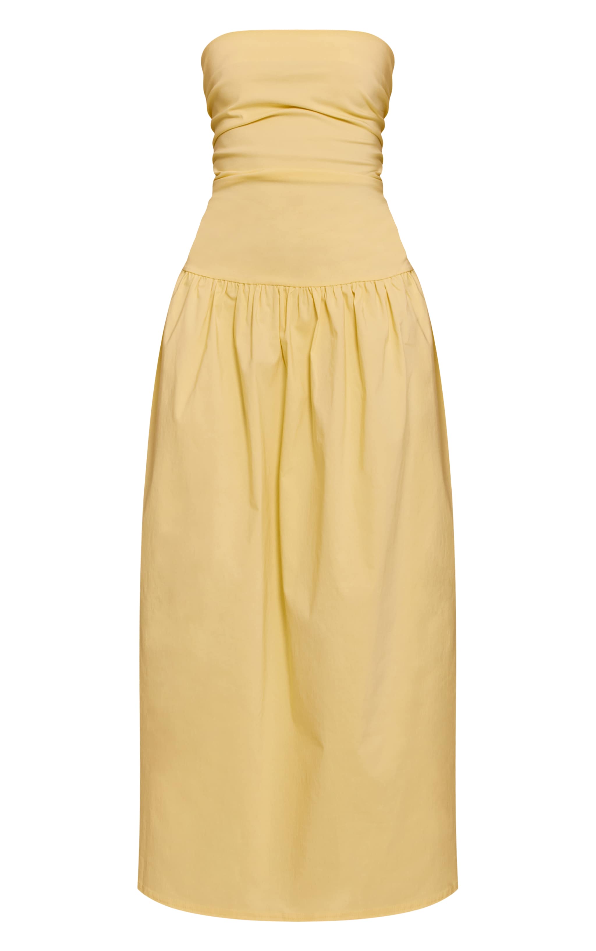 Lemon Stretch Woven Bandeau Ruched Maxi Dress image 5