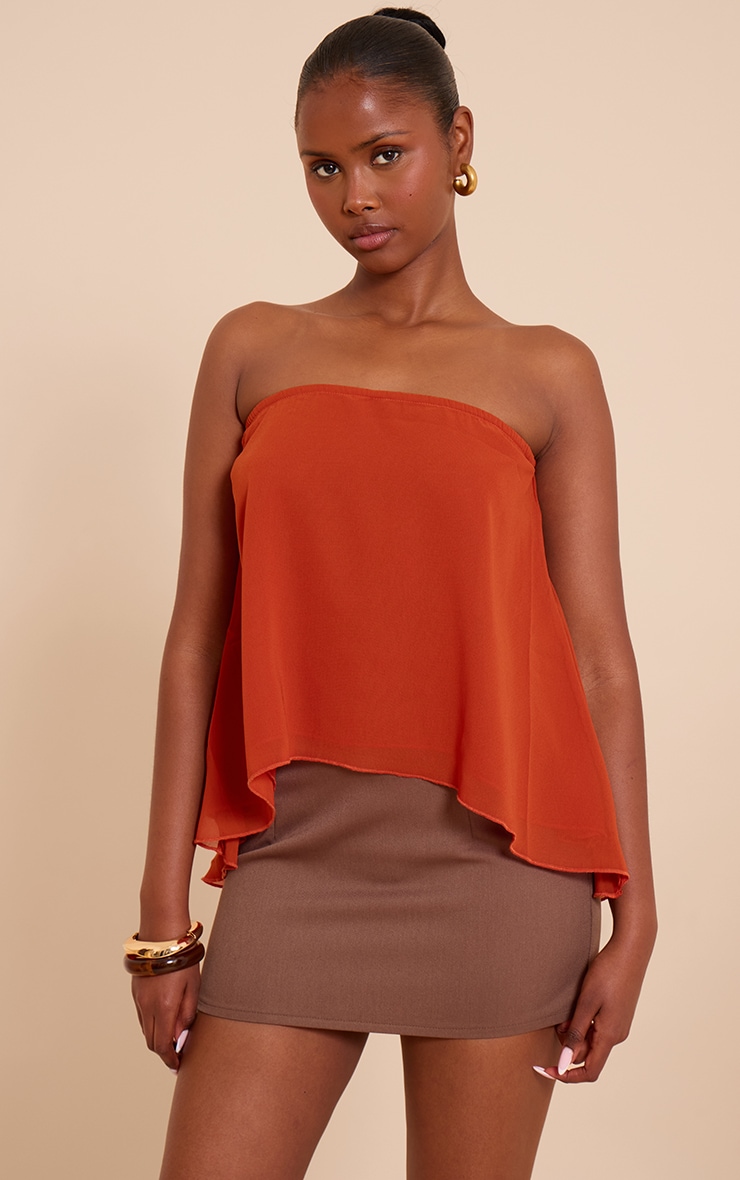 Rust Chiffon Floaty Bandeau Top image 1