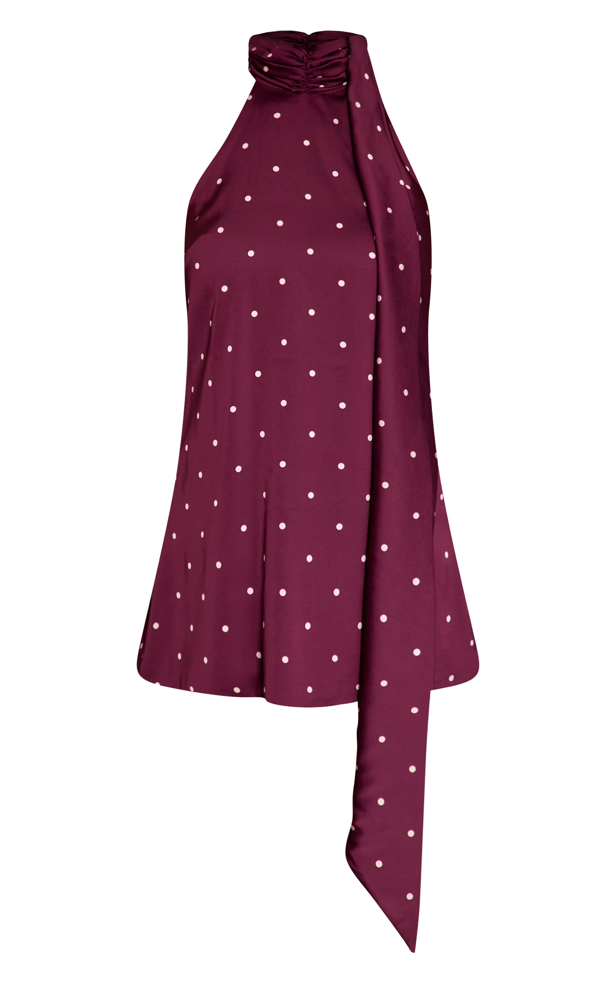 Plum Satin Poka Dot Scarf Mini Dress image 5