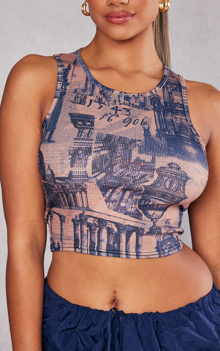 Multi Basic Printed Racer Crop Top image 4