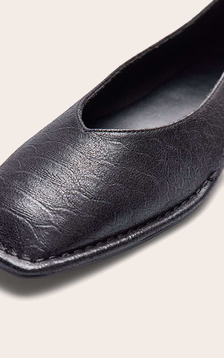 Black Pu Croc Sqaure Toe Ballerina Pump image 5