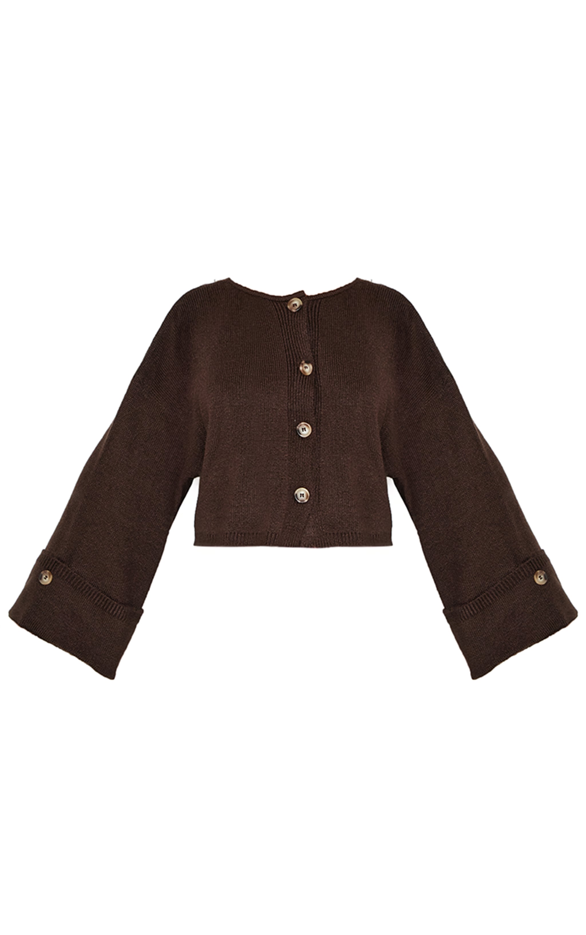 Petite Chocolate Knitted Turn Up Hem Detail Cardigan image 5