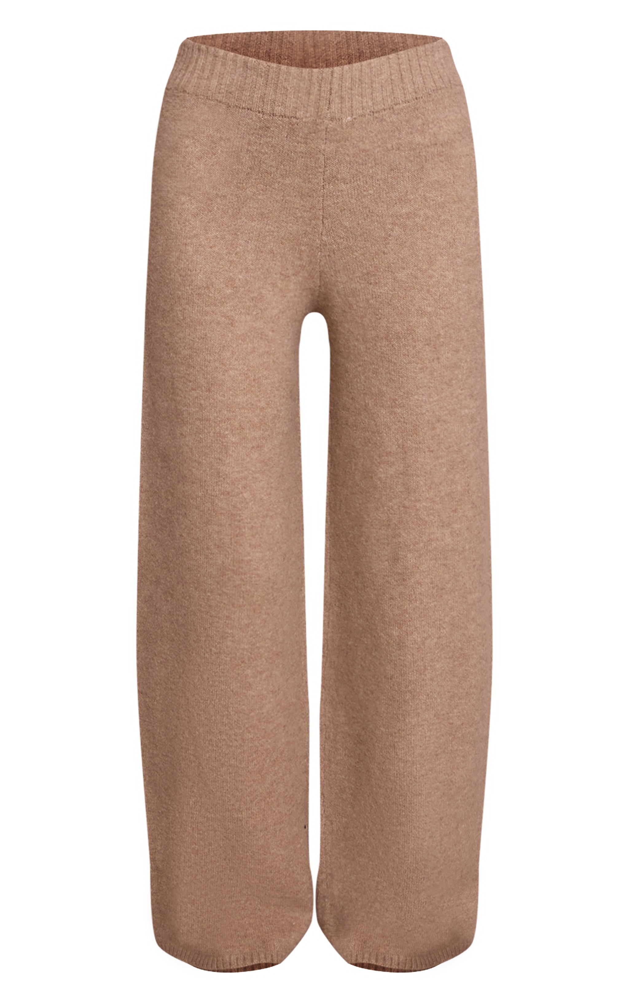 Taupe Wide Leg Knitted Pants image 5