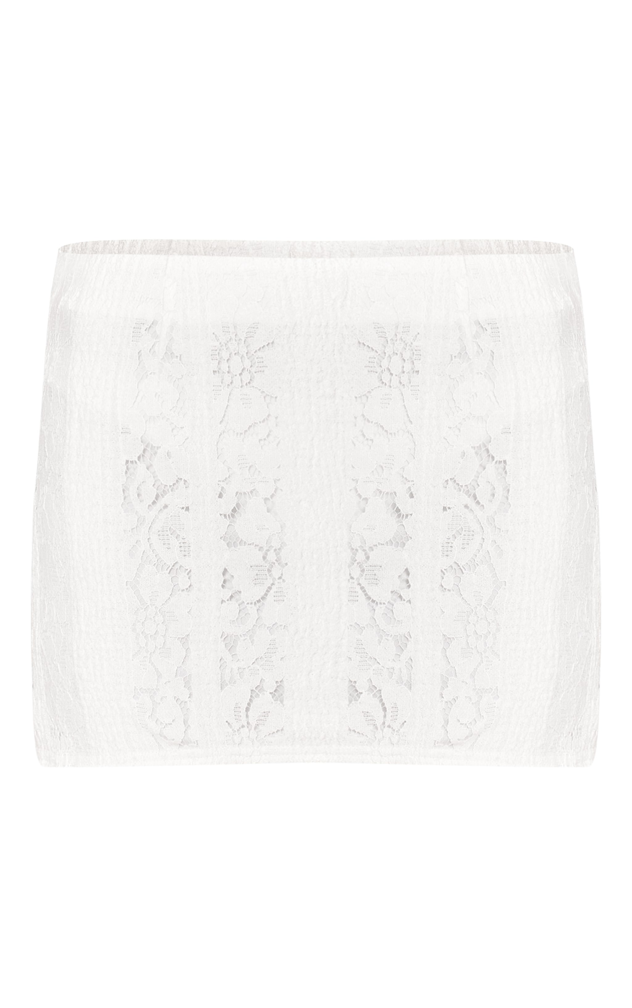 White Lace Woven Mini Skirt image 6
