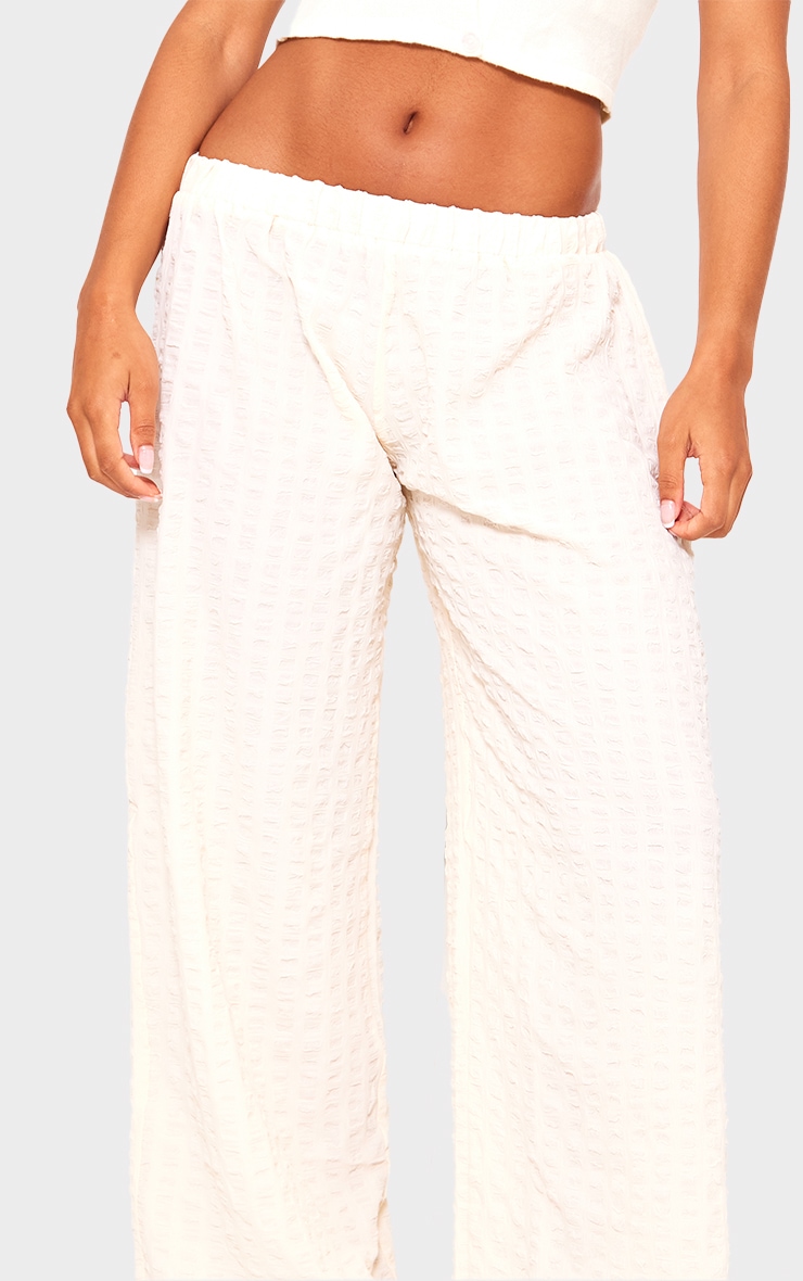  Stone Popcorn Textured Floaty Wide Leg Trousers image 4