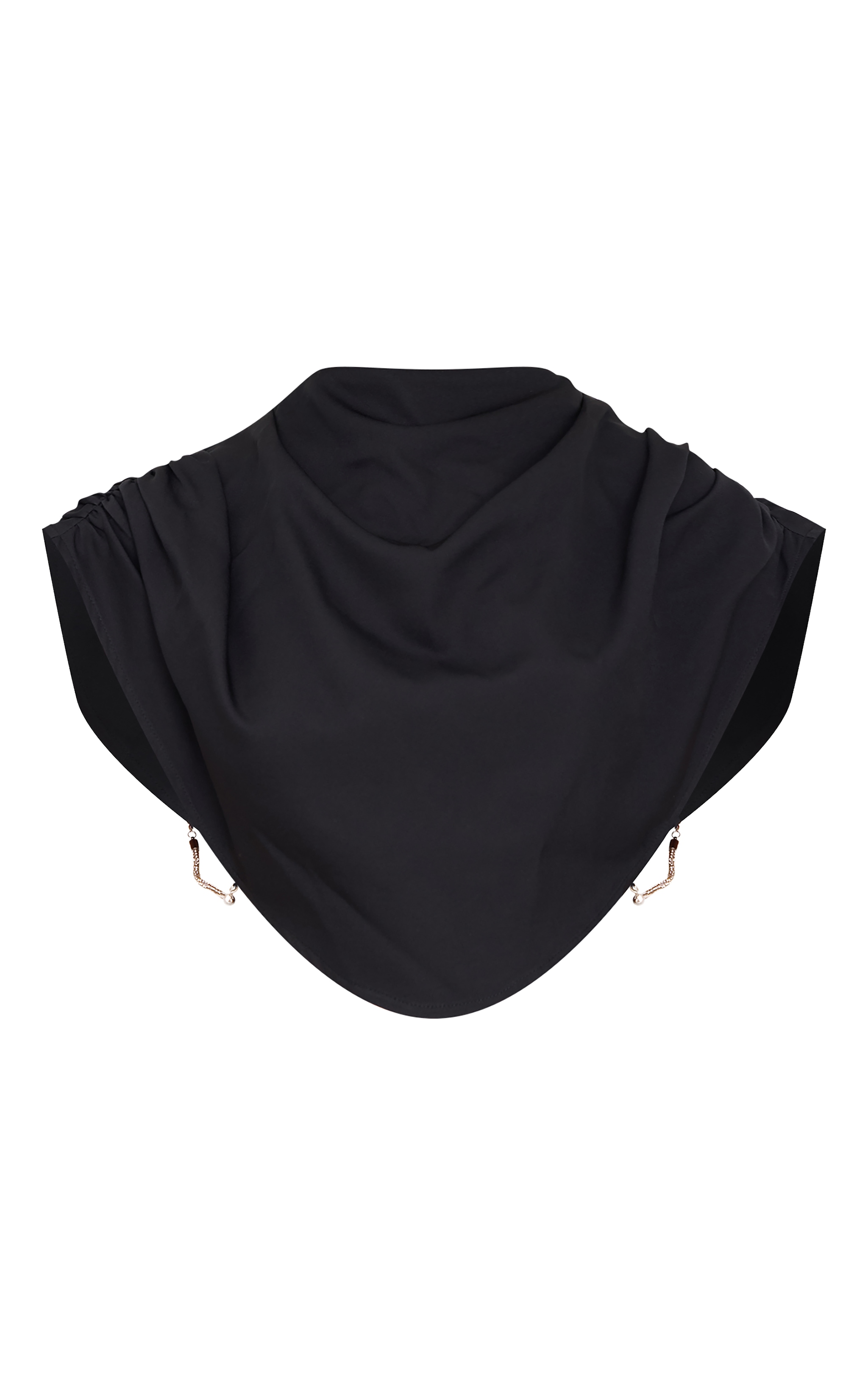 Black Woven Diamante Draped Front High Neck Top image 5