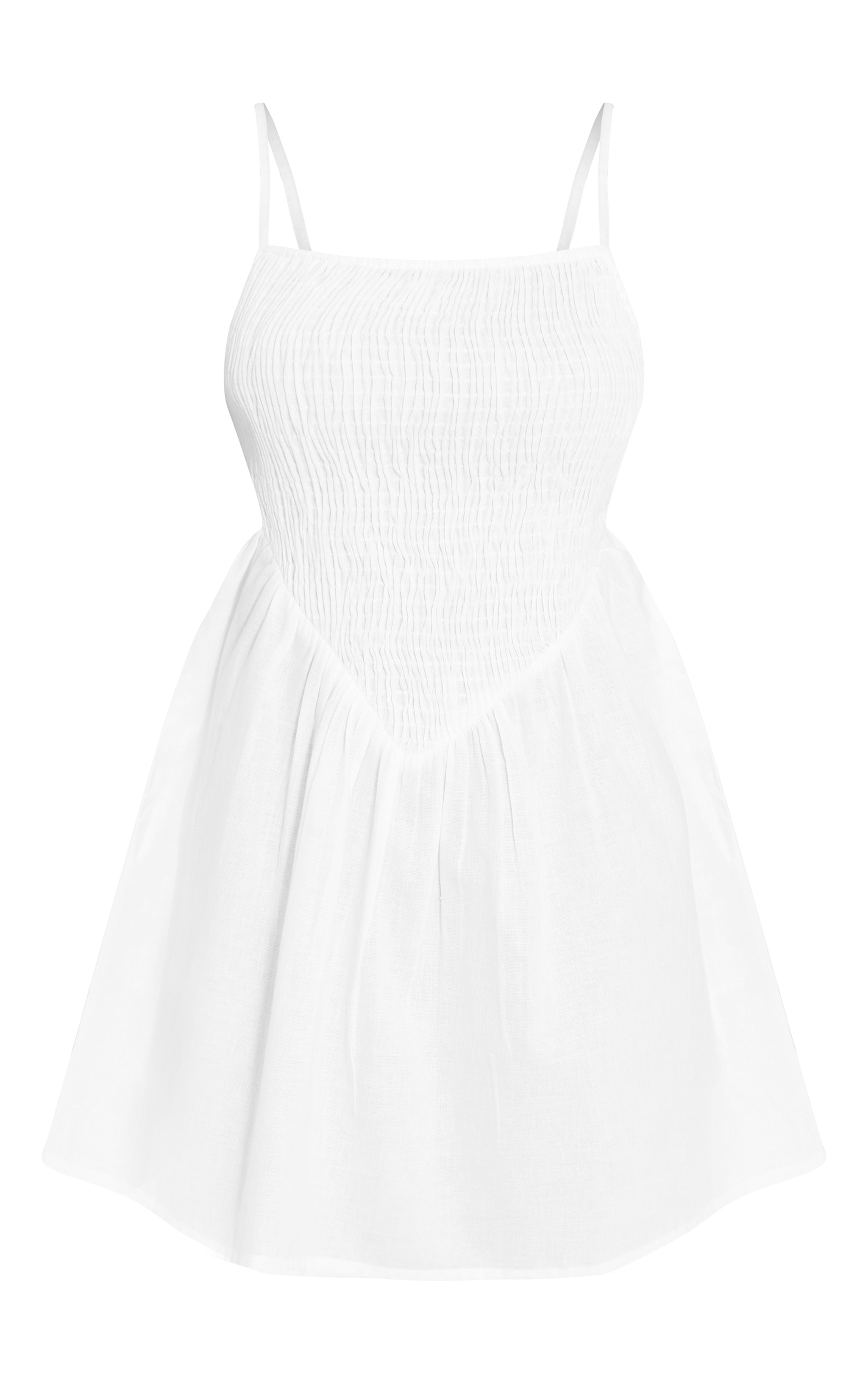 Petite Robe Nuisette Blanche à Fines Bretelles et Corsage Froncé image 5
