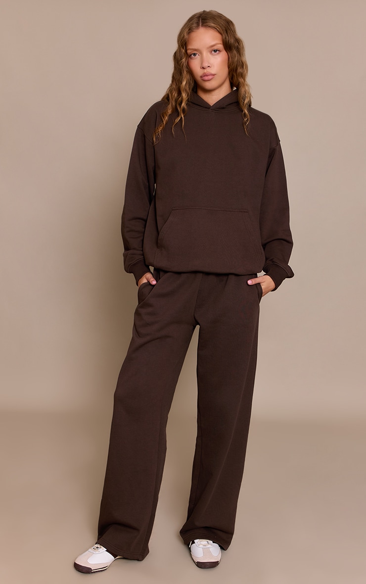 Chocolate 440 GSM Heavyweight Cotton Loopback Straight Joggers image 1