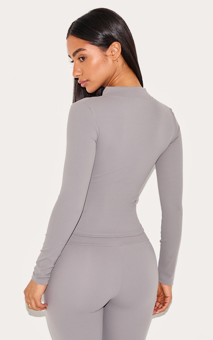 Petite Top Sculpt gris anthracite sans coutures à zip et détail contours image 2
