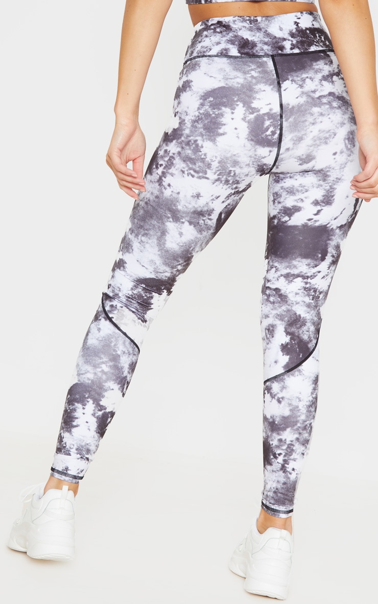 Black Tie Dye Acid High Rise Gym Legging PrettyLittleThing USA