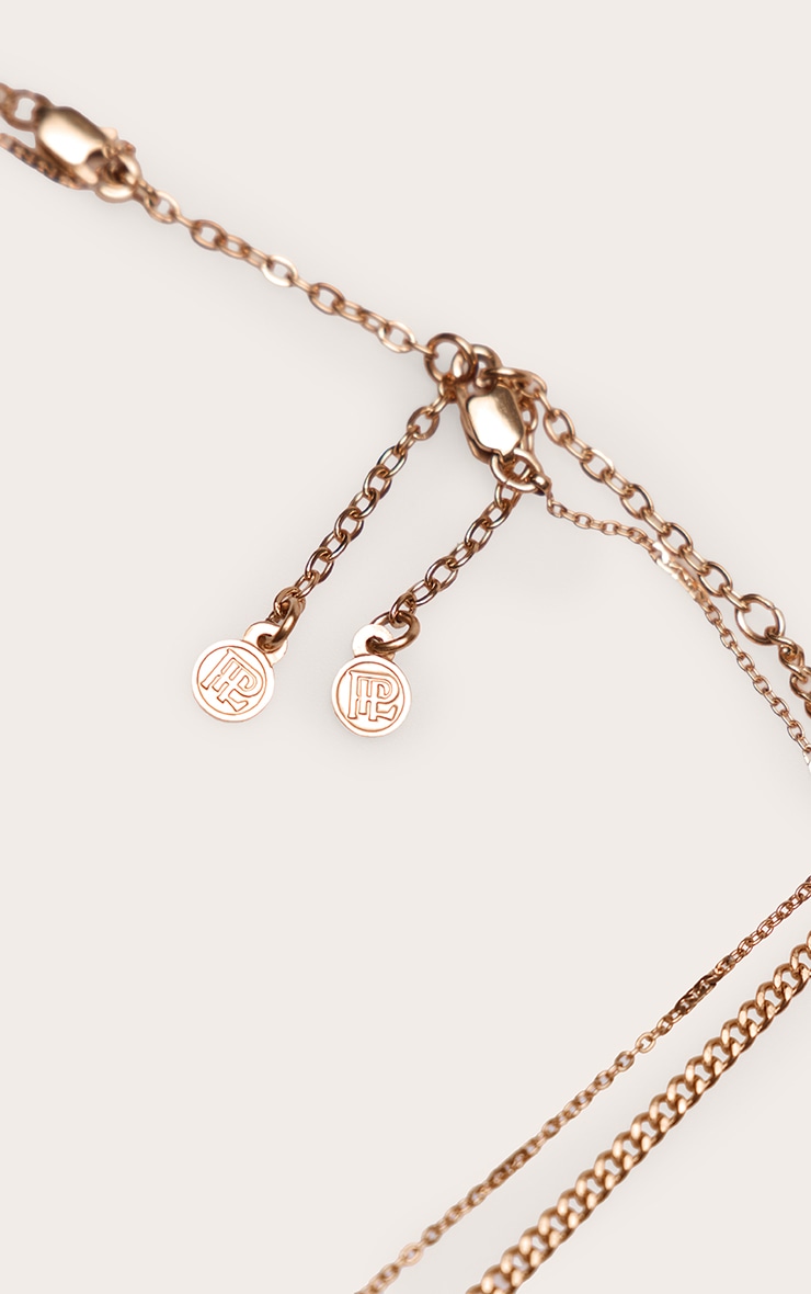 Gold Stainless Steel Smooth Double Layer Snake Chain Necklace image 3