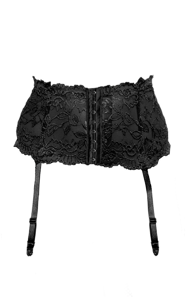 Black Eyelet Detail Lace Suspender Belt PrettyLittleThing