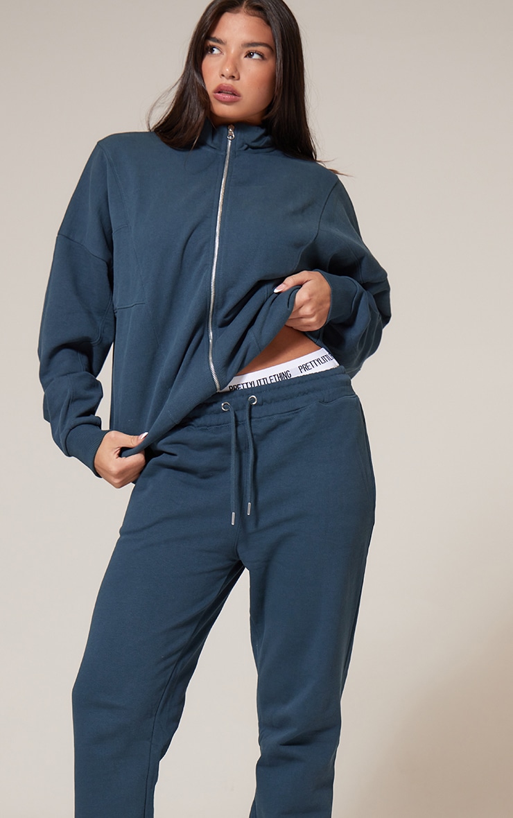 Jogging droit deluxe bleu pétrole à imprimé image 4
