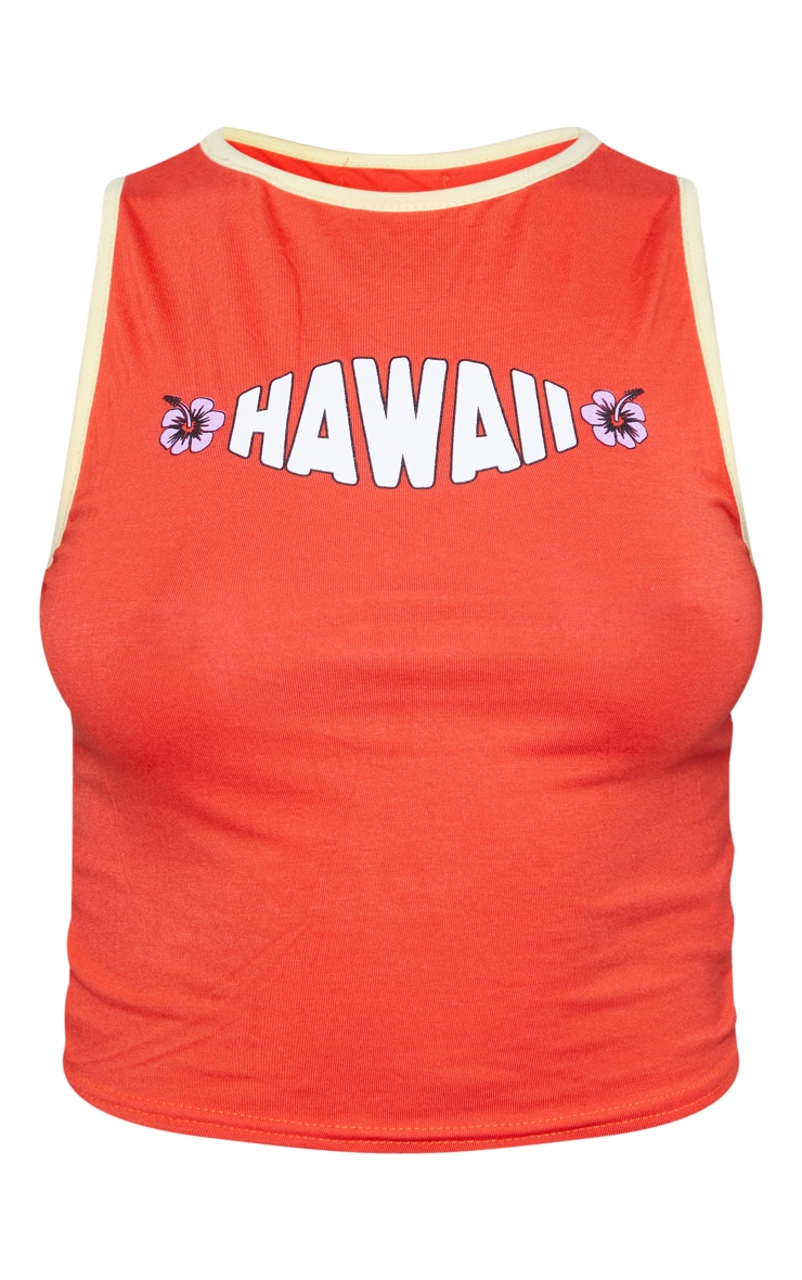 Orange Hawaii Contrast Binding Crop Tank Top image 5