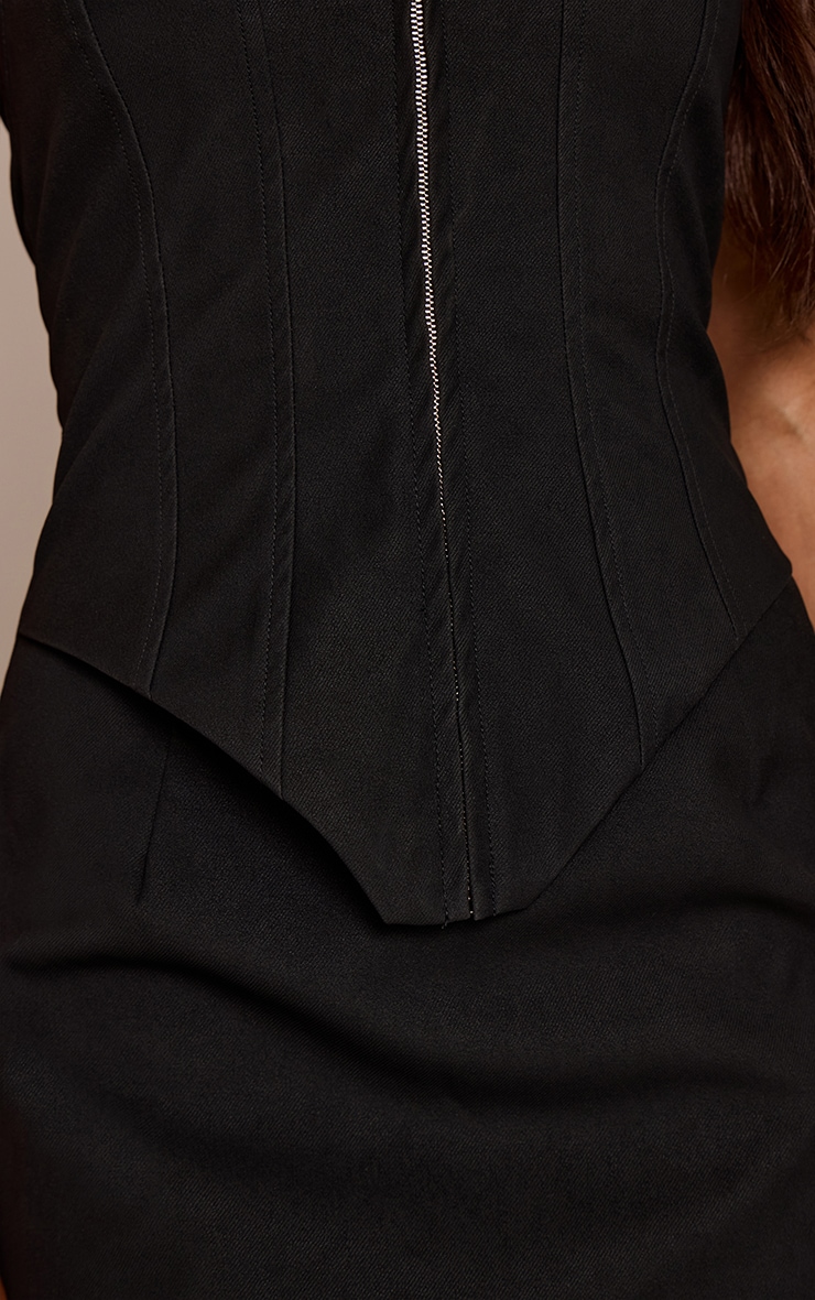 Black Faux Leather Corset Detail Mini Dress image 4
