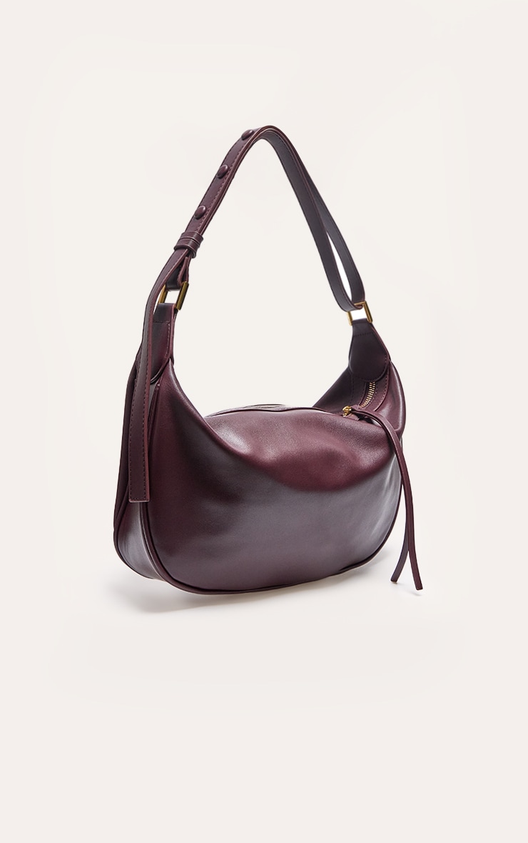  Plum Oversized Pu Slouchy Shoulder Bag image 2