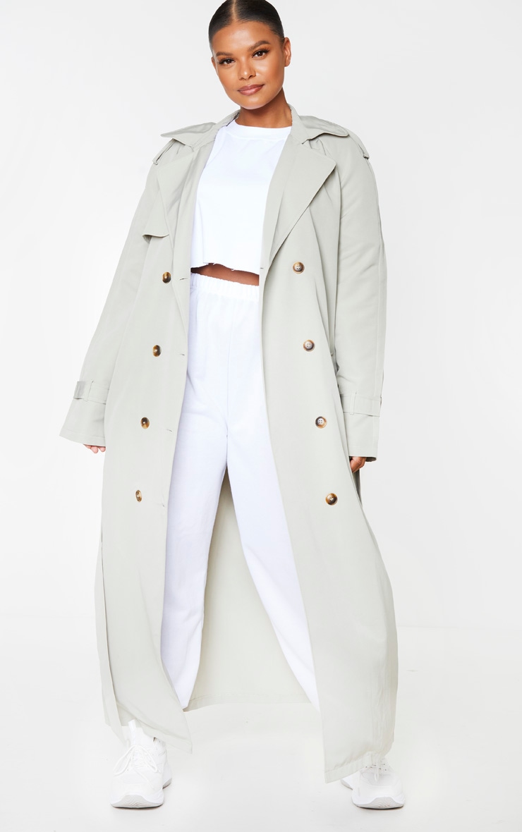 PLT Plus - Trench oversize kaki pâle