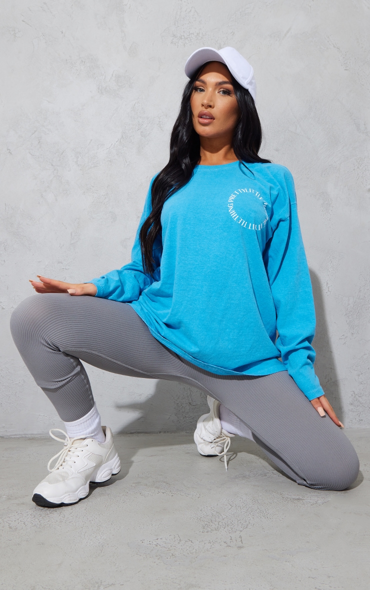 PRETTYLITTLETHING Bright Blue Washed Oversized Long Sleeve image 1