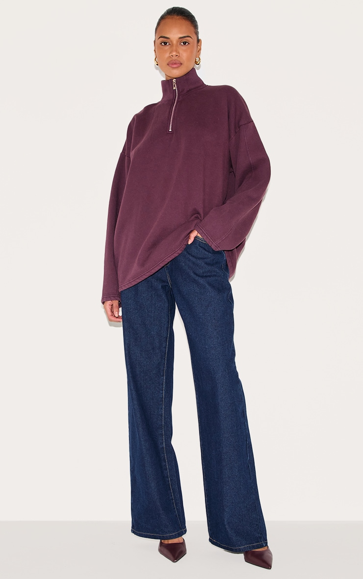Plum Washed Quarter Zip Sweatshirt image 3