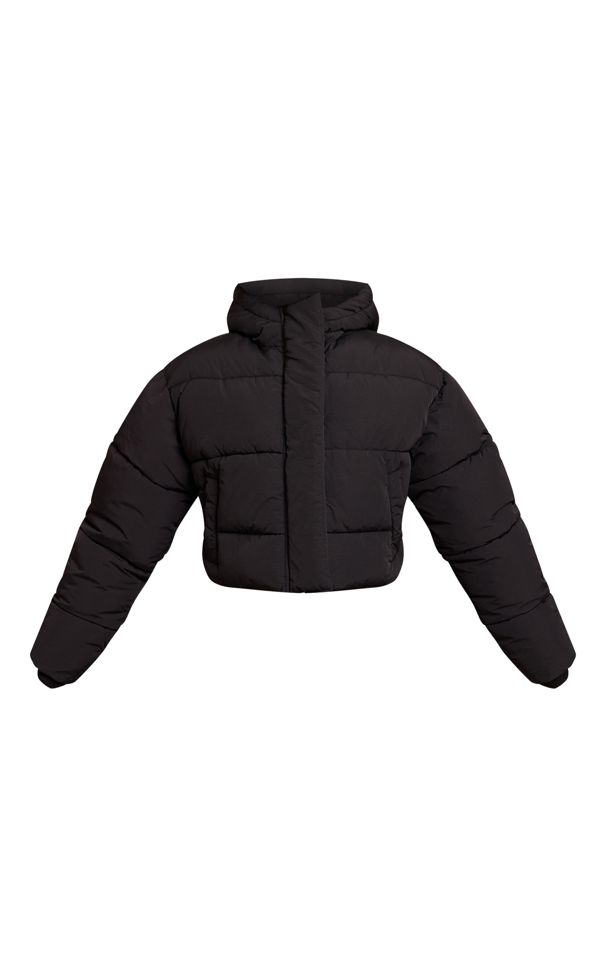 Petite Black Cropped Drawstring Puffer Jacket image 5