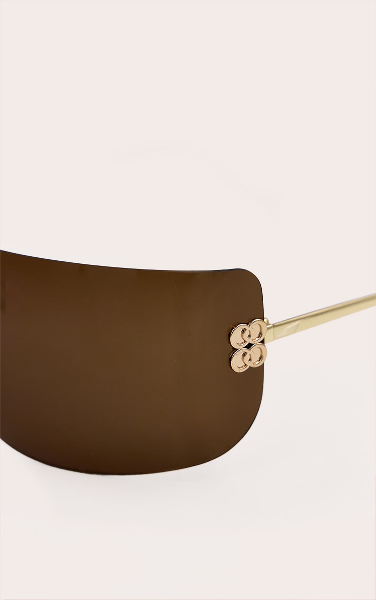 Brown Wrap Around Oversized Visor Sunglasses image 4
