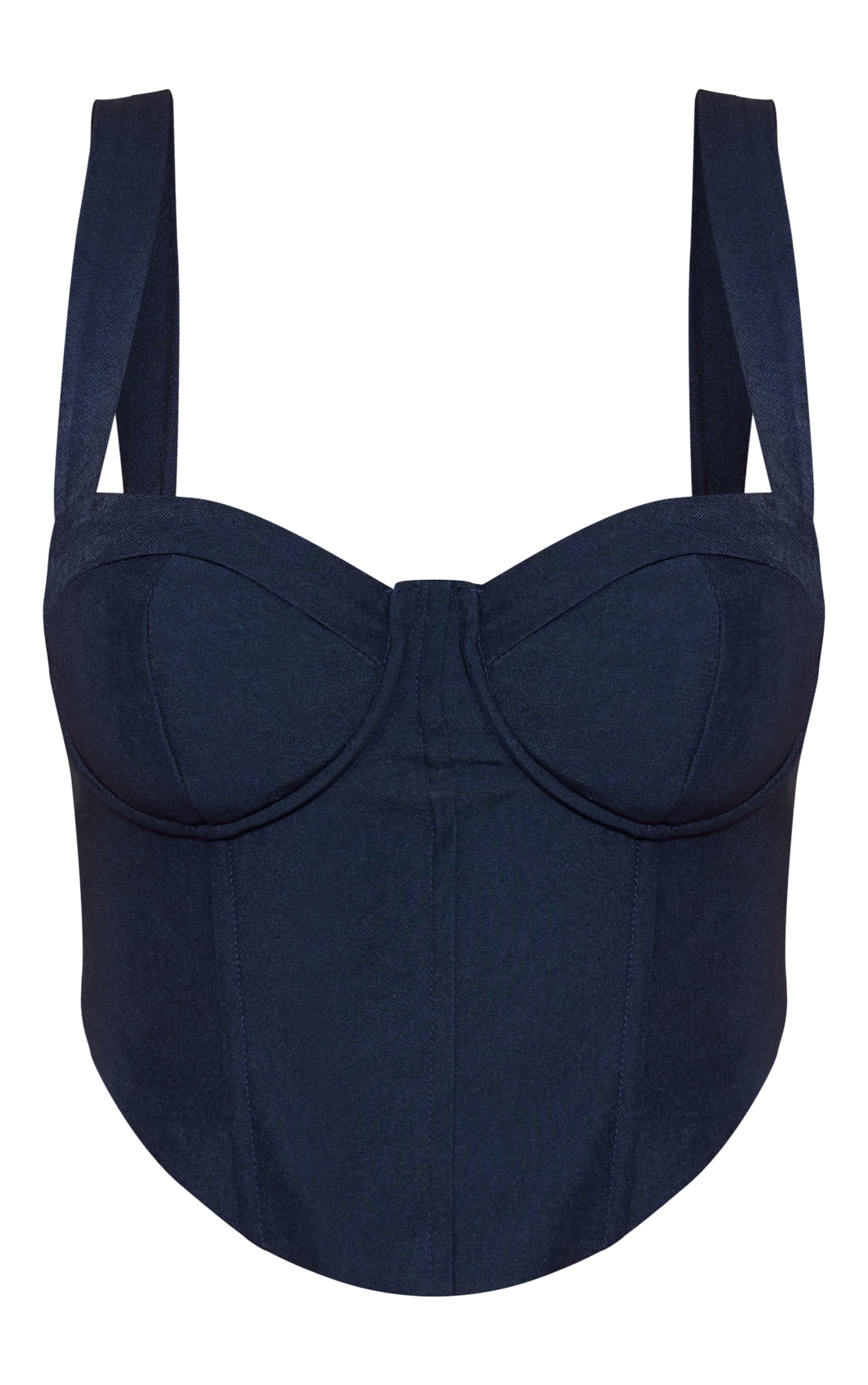 Shape Navy Woven Corseted Crop Top image 5