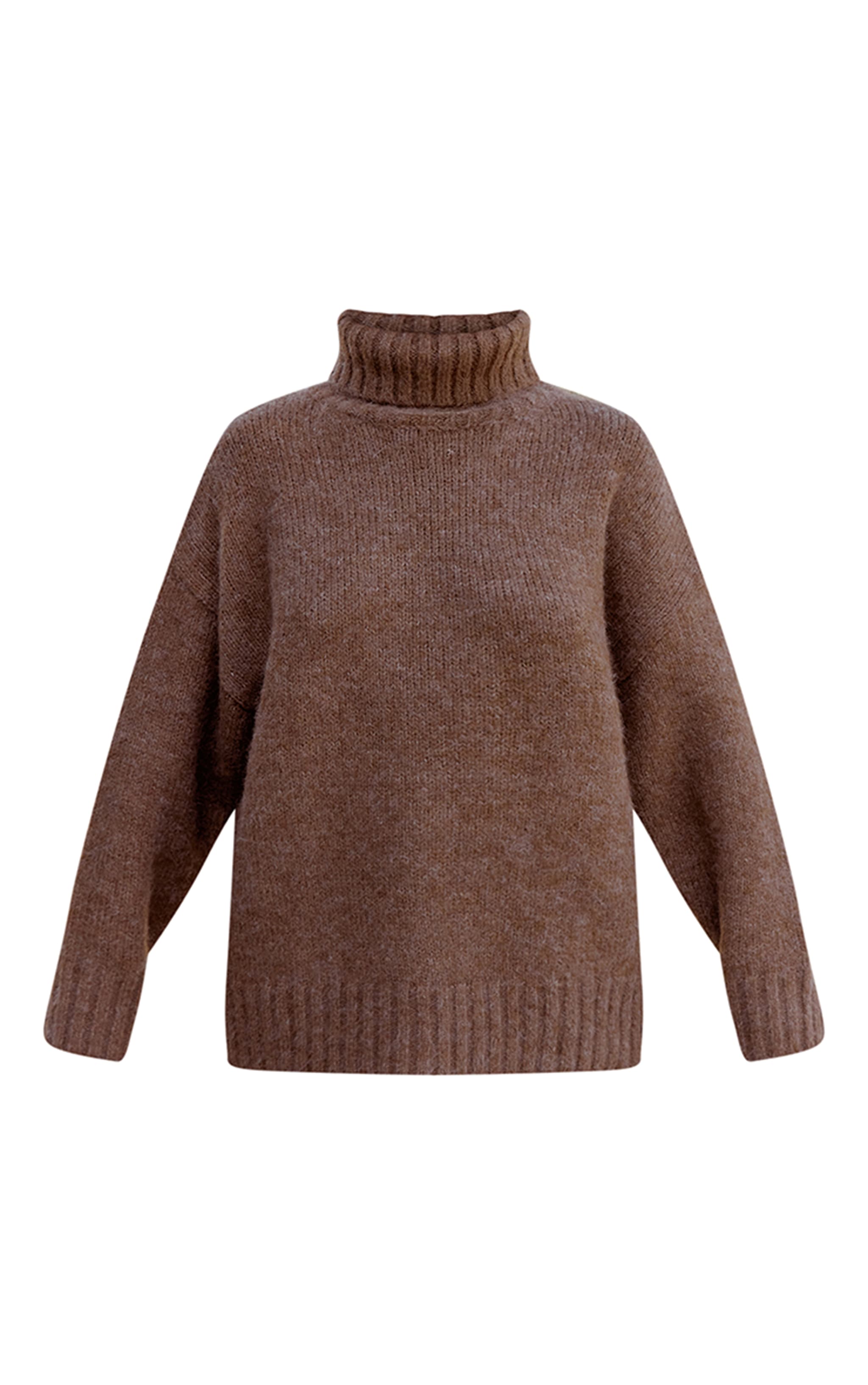 Camel Roll Neck Balloon Sleeve Oversized Jumper image 5