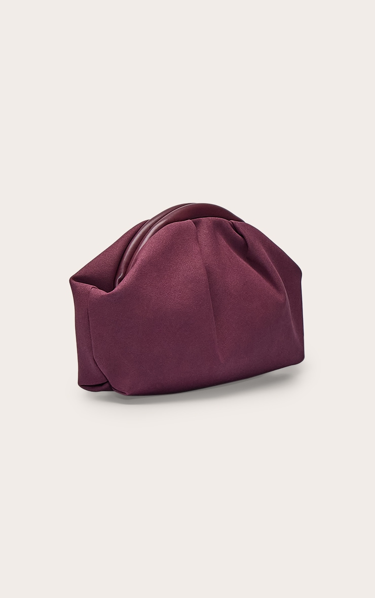Plum Faux Suede Hard Handle Clutch Bag image 3