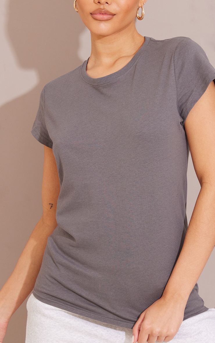 Cotton Charcoal Basic Slim Fit T-Shirt image 4