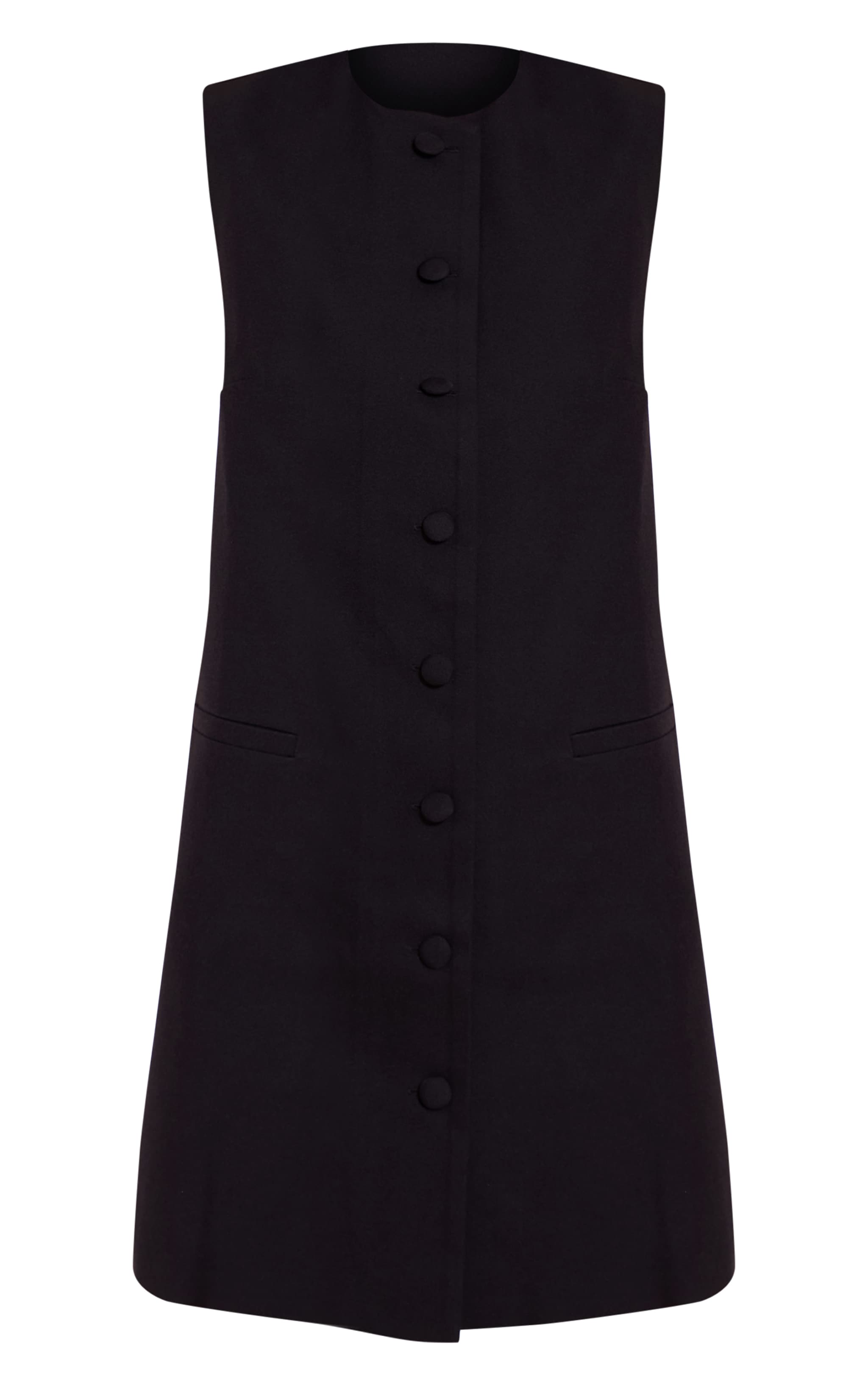 Black Tailored Woven Button Down A Line Mini Dress image 5