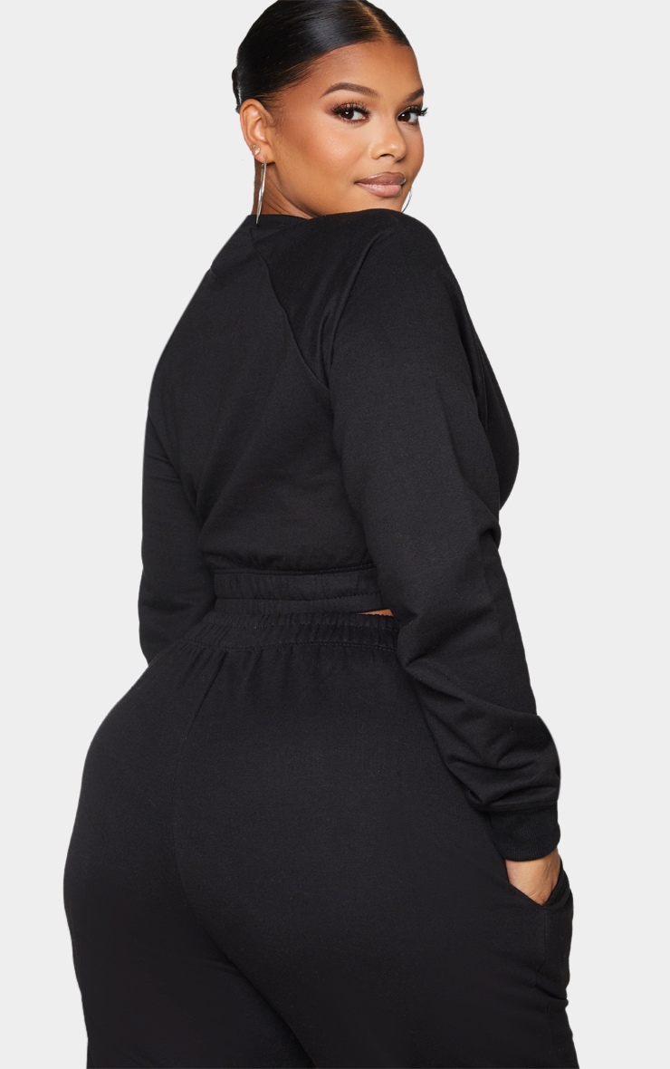 Plus Black California Cropped Sweatshirt image 2