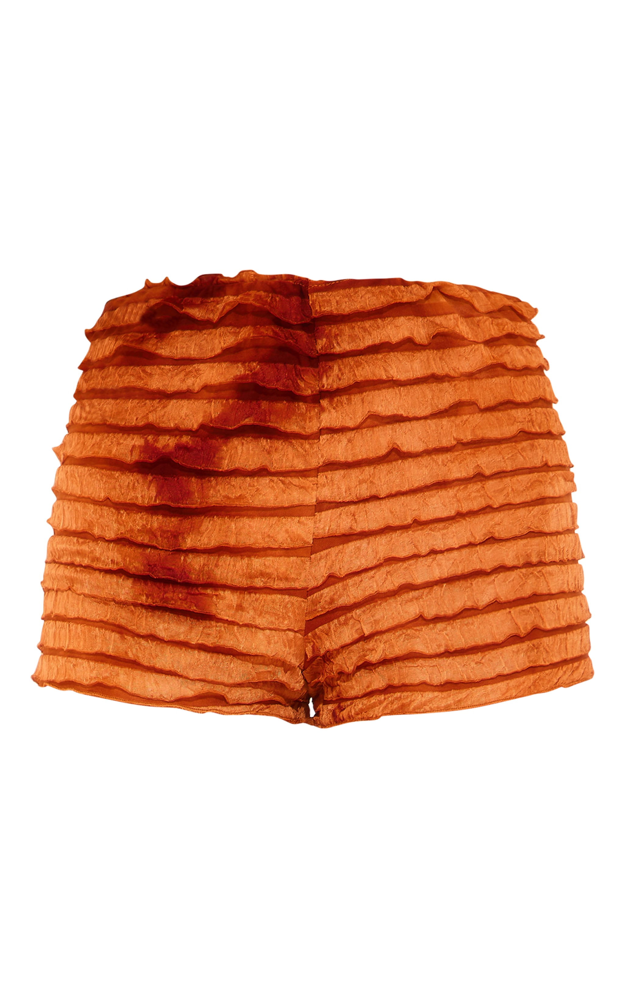 Burnt Orange Frayed Textured Hot Pants image 6