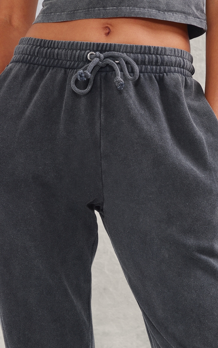 Charcoal High Waisted Cuffed Track Pants image 4