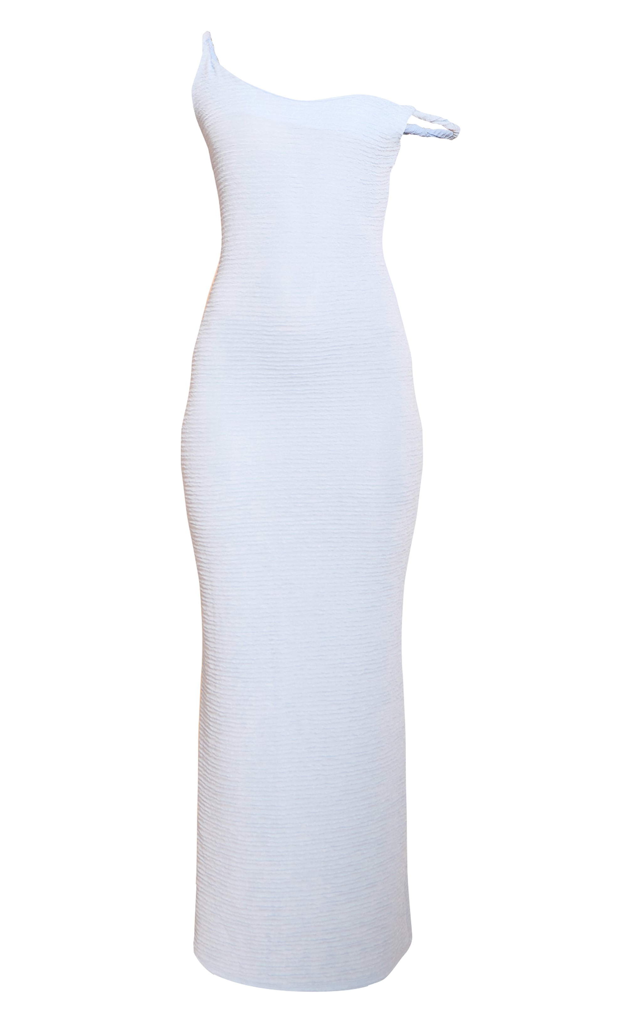 Baby Blue Textured Twist Strap Detail Maxi Dress image 5