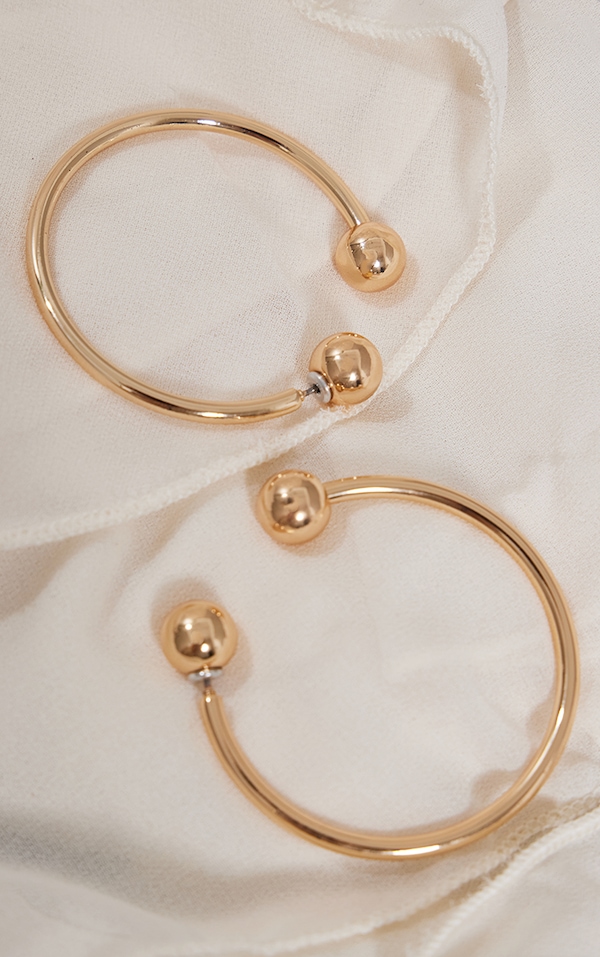 Gold Sphere Detail Hoop Earrings PrettyLittleThing USA