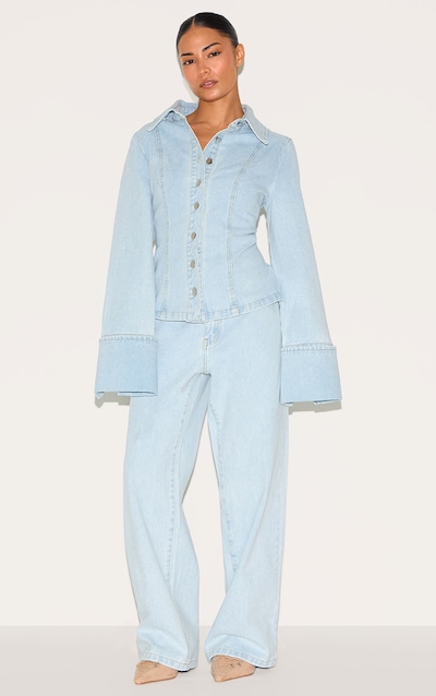 Petite Light Blue Straight Leg Mid Rise Jeans