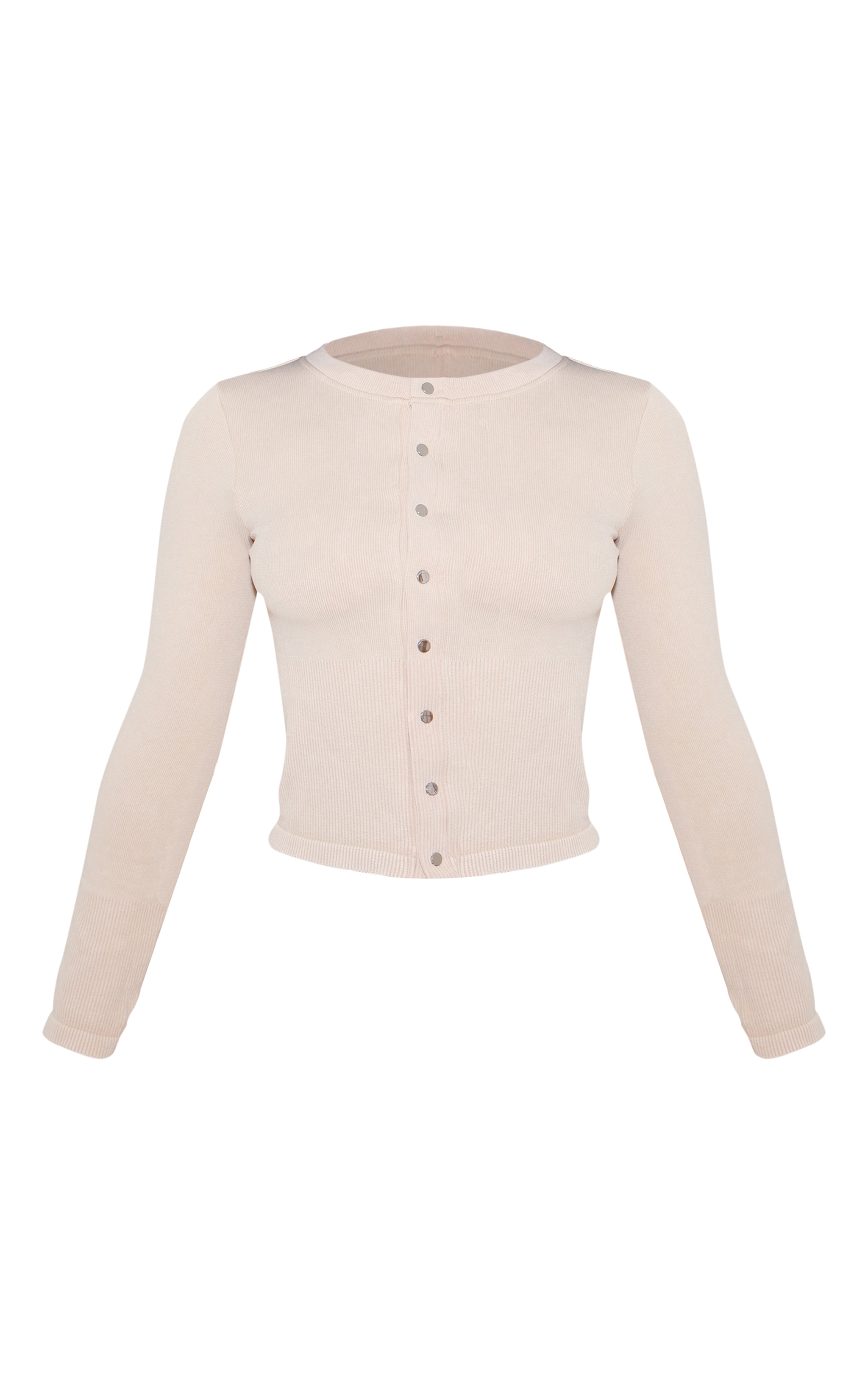 Petite Top long côtelé crème délavé boutonné à contours et manches longues image 5