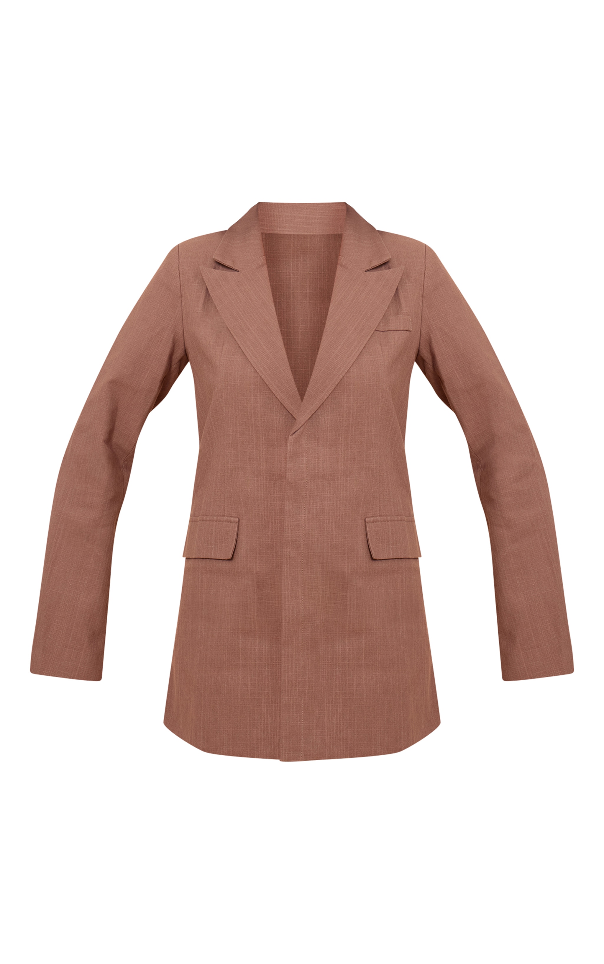 Chocolate Linen Blend Blazer Dress image 5