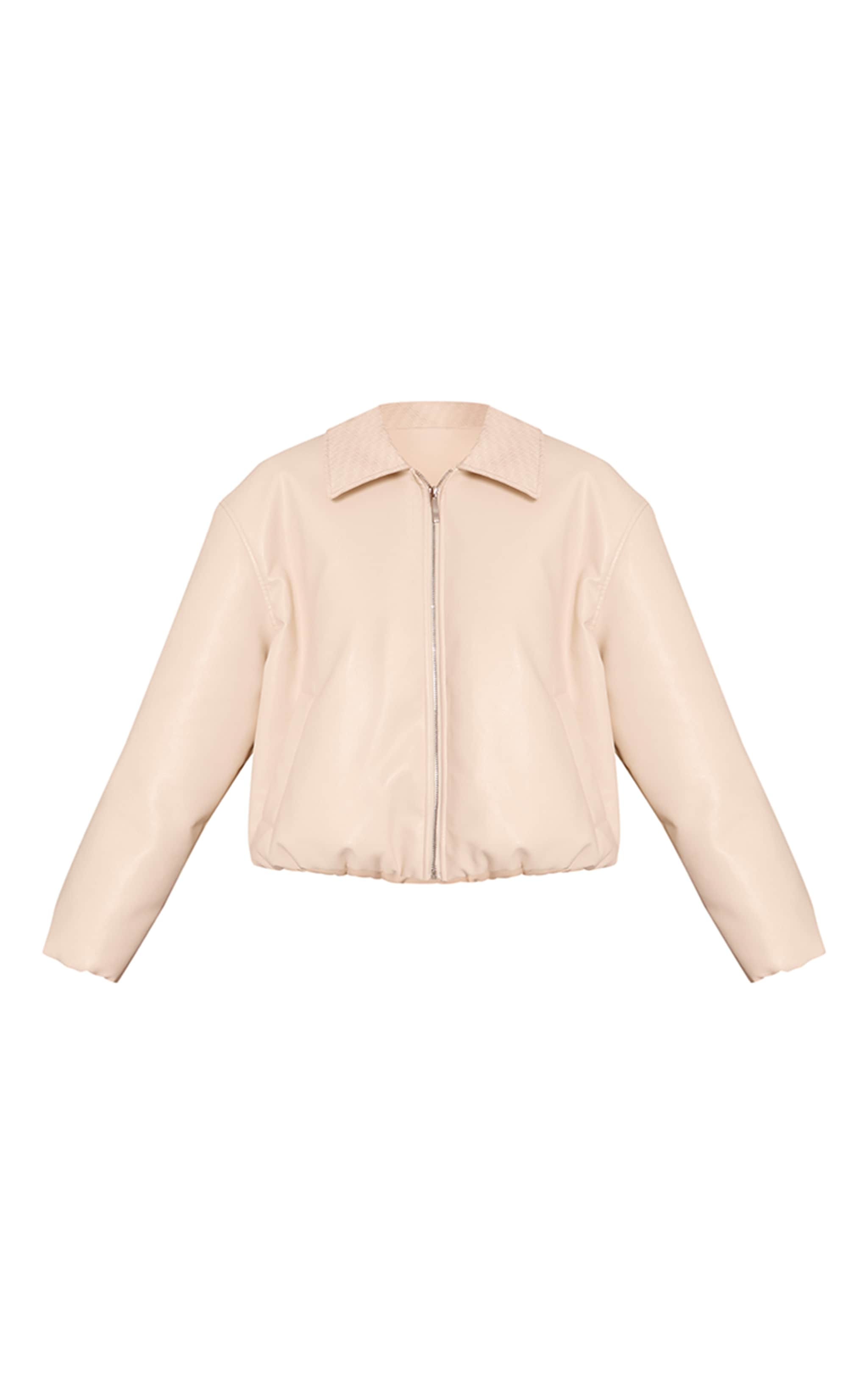 Butter Yellow Quilted Collar Faux Leather Bomber image 5